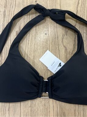 CALIA by Carrie Underwood Black Halter Bikini Top with Ring Detail